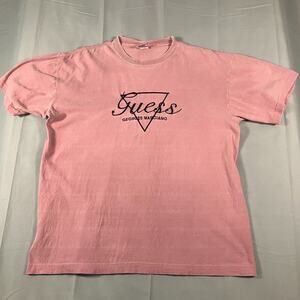 Guess by Georges Marciano Pink Logo T-Shirt One Size Costa Rica Fits like XL
